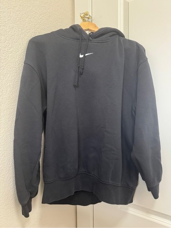 Nike Tops - Nike Black Pullover Hoodie with White Swoosh